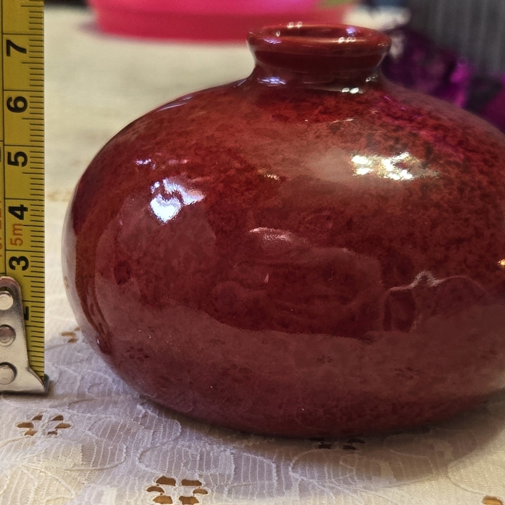 Vintage Oxblood Glazed Ceramic Bud Vase - Picture 2 of 4